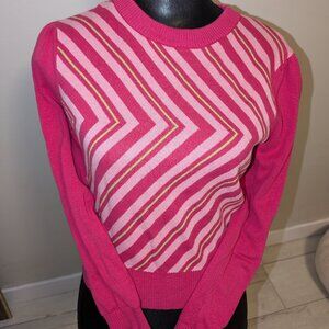 Collectif Pink Retro Style Fitted Sweater Jrs Size L